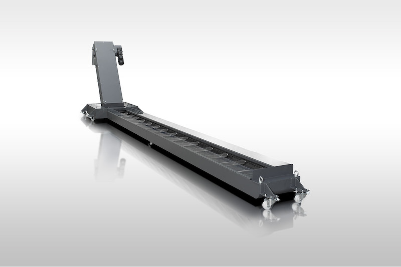 BKW-KÜMA: líder en filtración, limpieza y refrigeración industrial 5 Cinta transportadora de viruta BKW-KÜMA con rascador automático en máquina CNC